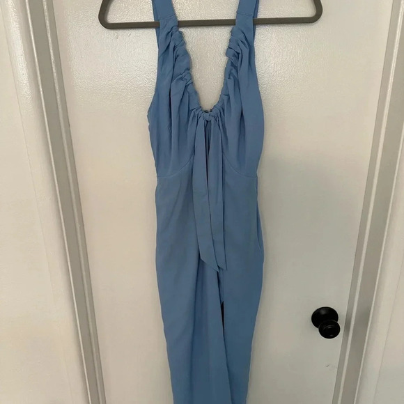 NWT Abercrombie & Fitch Blue Cinched neck Midi Dress slip dress - Picture 2 of 8